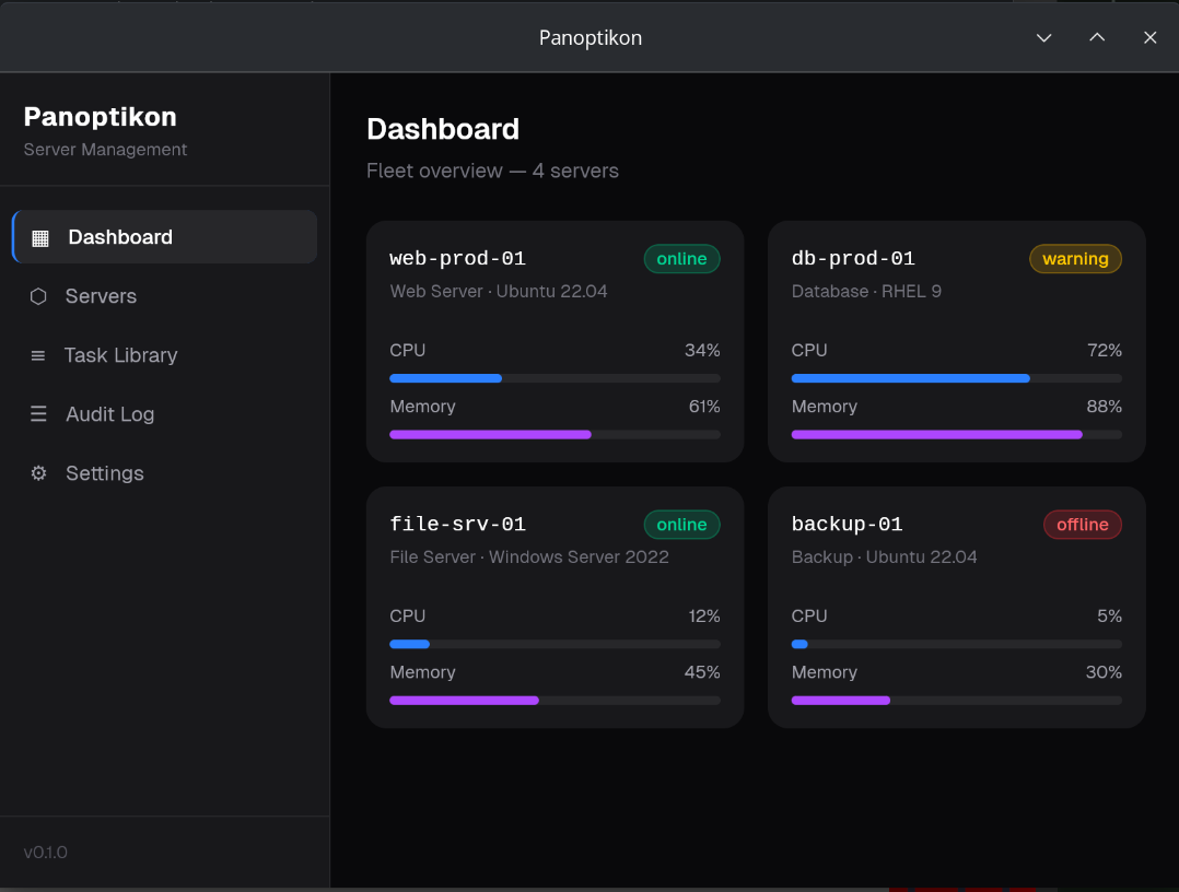 Panoptikon — server fleet dashboard